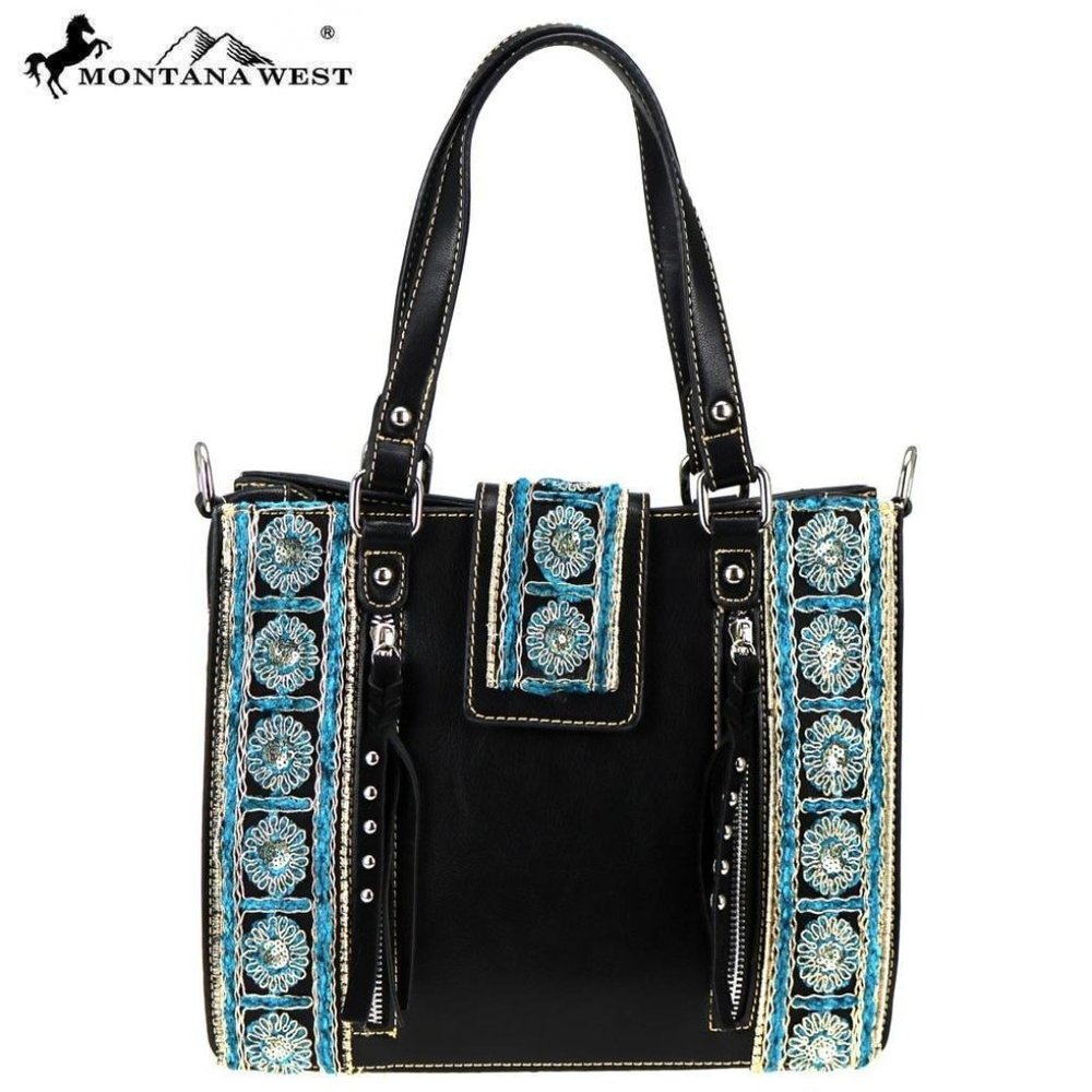 NWT Montana West Embroidered Tote / Crossbody Turq